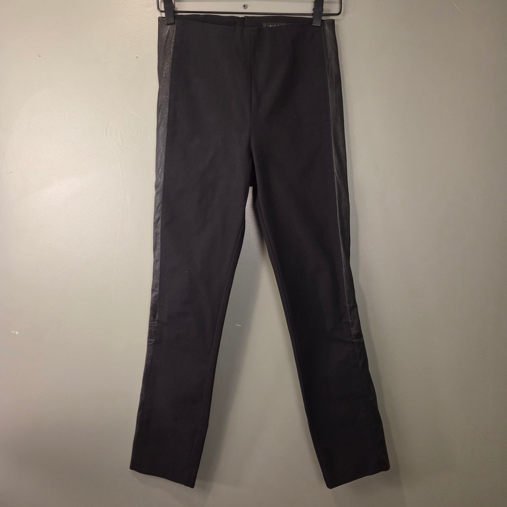 Rag & Bone Women's Skinny Ponte Pants Leather Side Panel Stretch Size 4 Black
